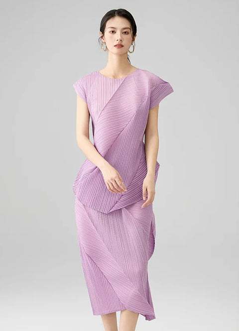 New Fashion Round Neck Top & Twill Skirt Set CODE: KAR3925