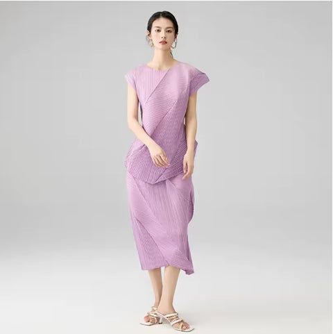 New Fashion Round Neck Top & Twill Skirt Set CODE: KAR3925