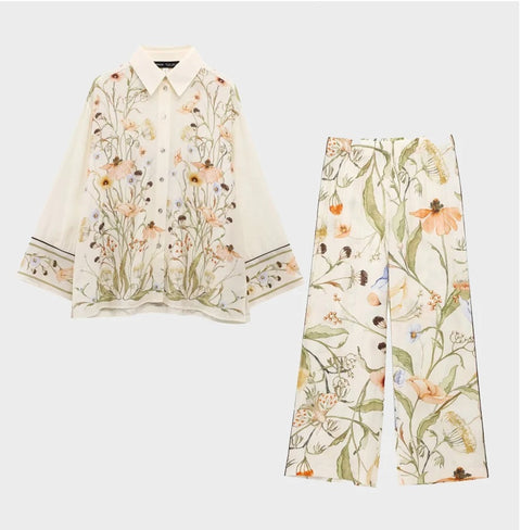 New Fashion Printed Long Sleeve Shirt with Casual Pant 2 Pieces Set CODE: KAR3926
