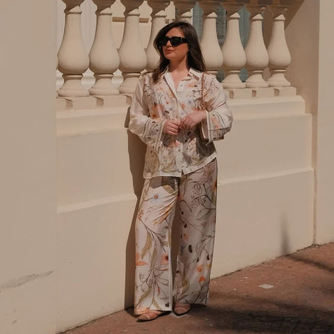 New Fashion Printed Long Sleeve Shirt with Casual Pant 2 Pieces Set CODE: KAR3926