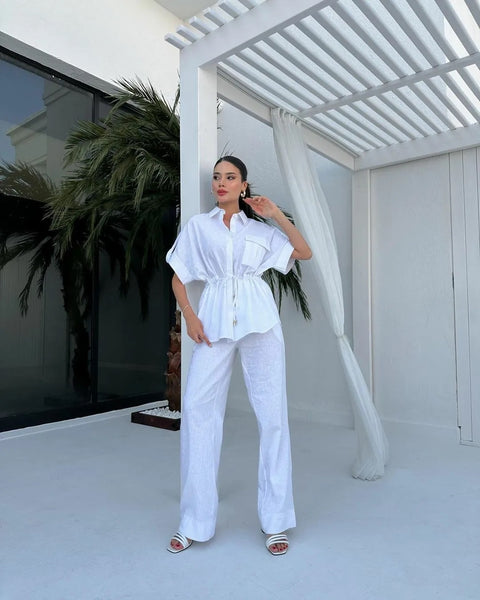 New Fashionable Casual Wind Drawstring Pocket Two Piece Set CODE: KAR3932