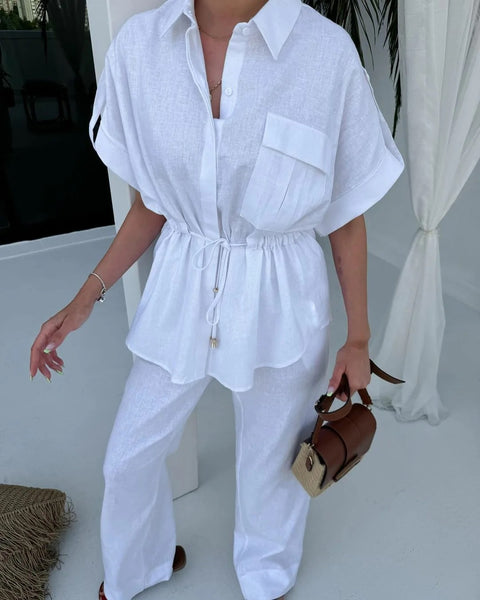 New Fashionable Casual Wind Drawstring Pocket Two Piece Set CODE: KAR3932
