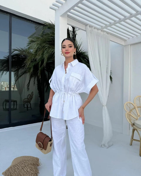 New Fashionable Casual Wind Drawstring Pocket Two Piece Set CODE: KAR3932