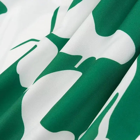 New Fashion Printed Off-Shoulder Backless Lace-Up Crop Top Elastic Waist Long Skirt Set CODE: KAR3933