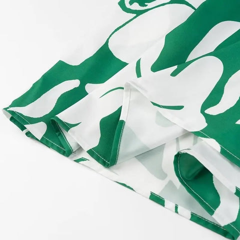 New Fashion Printed Off-Shoulder Backless Lace-Up Crop Top Elastic Waist Long Skirt Set CODE: KAR3933