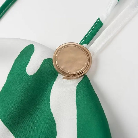 New Fashion Printed Off-Shoulder Backless Lace-Up Crop Top Elastic Waist Long Skirt Set CODE: KAR3933