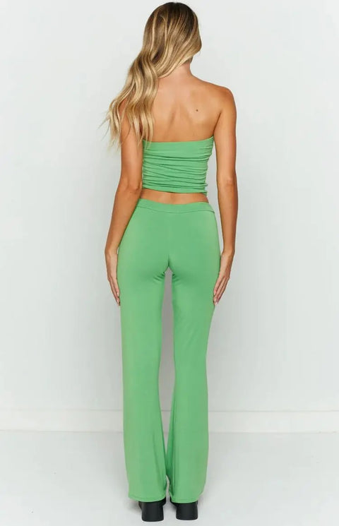 New Fashion Embroidery Crop Top + Drawstring Flared Pants 2 Piece Set CODE: KAR3935