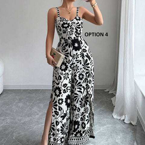 New Fashion Backless Flower Print Strap Jumpsuit CODE: KAR3940