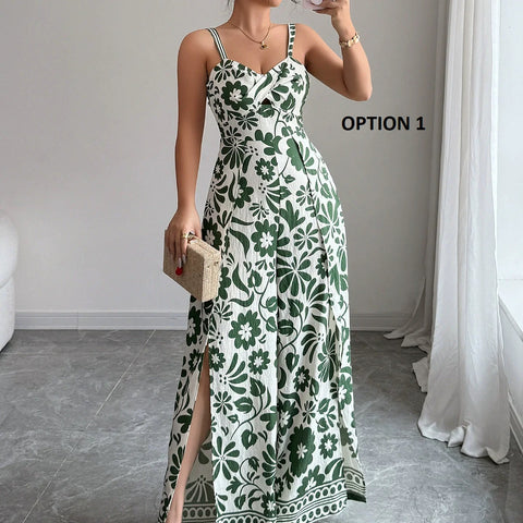 New Fashion Backless Flower Print Strap Jumpsuit CODE: KAR3940