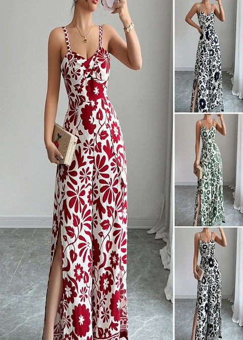 New Fashion Backless Flower Print Strap Jumpsuit CODE: KAR3940