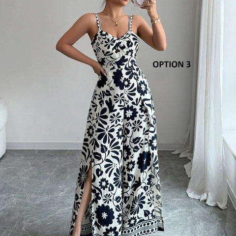 New Fashion Backless Flower Print Strap Jumpsuit CODE: KAR3940