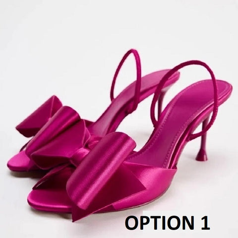 New Fashion Satin Butterfly-Knot Pointed Peep Toe High Heels Sandals CODE: KAR3942