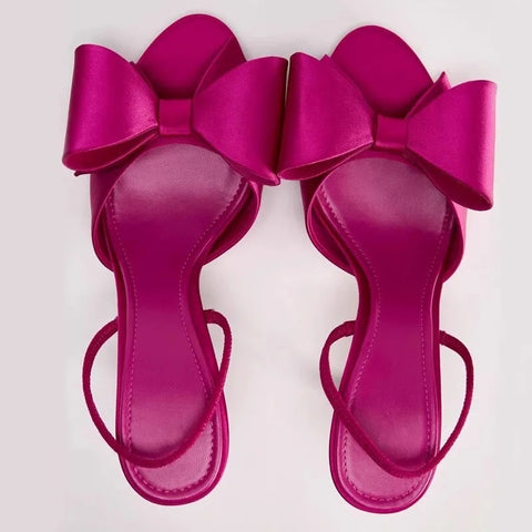 New Fashion Satin Butterfly-Knot Pointed Peep Toe High Heels Sandals CODE: KAR3942