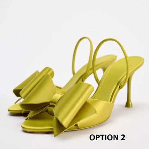 New Fashion Satin Butterfly-Knot Pointed Peep Toe High Heels Sandals CODE: KAR3942