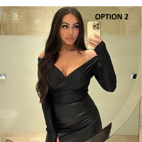 New Deep V Neck Long Sleeve Sexy Crop Top CODE: KAR3949