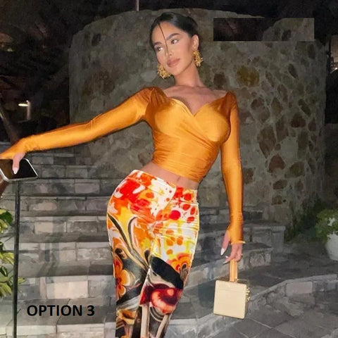 New Deep V Neck Long Sleeve Sexy Crop Top CODE: KAR3949