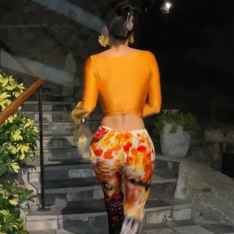 New Deep V Neck Long Sleeve Sexy Crop Top CODE: KAR3949