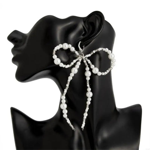 New Delicate Alloy Glossy Pearls Bowknot Design Necklace Earrings CODE: KAR3960