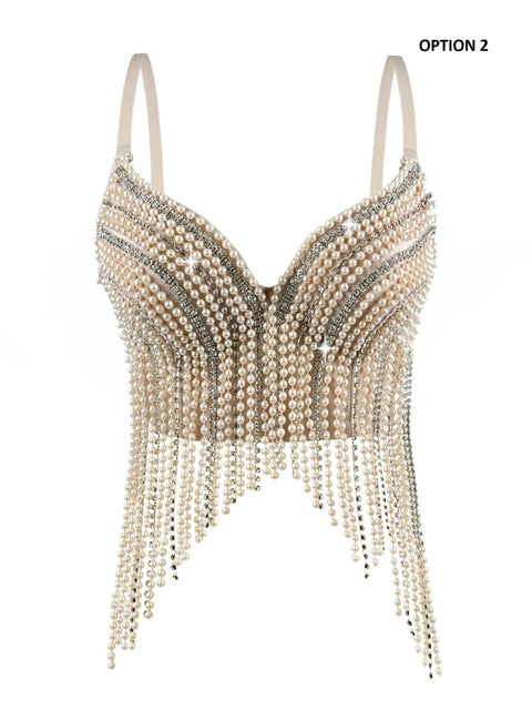 New Pearl Diamond Sexy Fishbone Bustier Outer Costume Top CODE: KAR3962