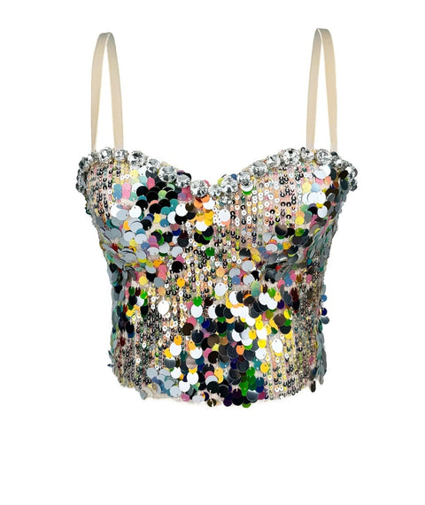 New Outer Wear Sequins Diamond Sexy Fishbone Bra Top CODE: KAR3963