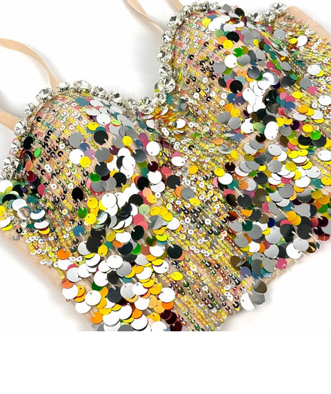 New Outer Wear Sequins Diamond Sexy Fishbone Bra Top CODE: KAR3963