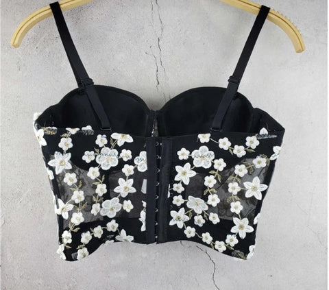 New Sexy Embroidered Floral Off Shoulder Backless Top CODE: KAR3964