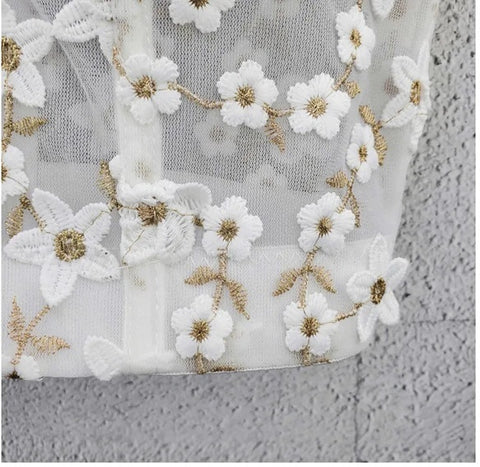 New Sexy Embroidered Floral Off Shoulder Backless Top CODE: KAR3964