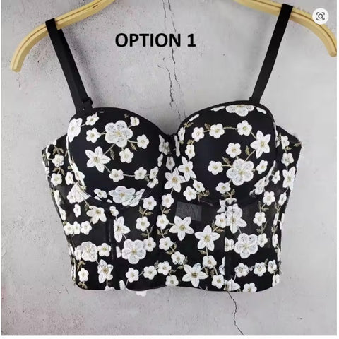 New Sexy Embroidered Floral Off Shoulder Backless Top CODE: KAR3964