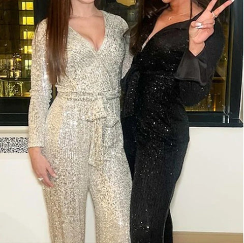 New Customized Shinny Party Sequins Long Sleeve Two Piece Set CODE: KAR3965