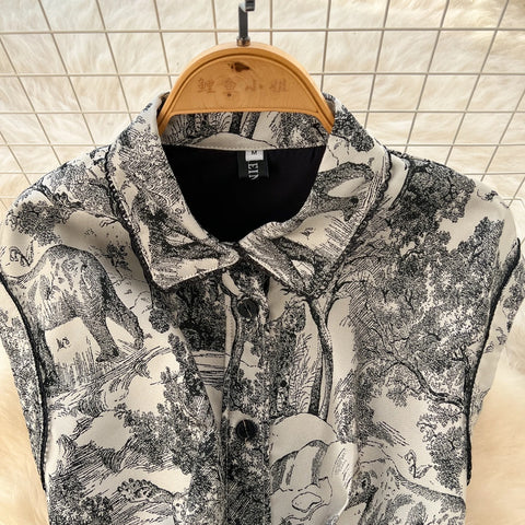 New High Waist Turn-down Collar Floral Embroidery Midi Dress CODE: KAR3968