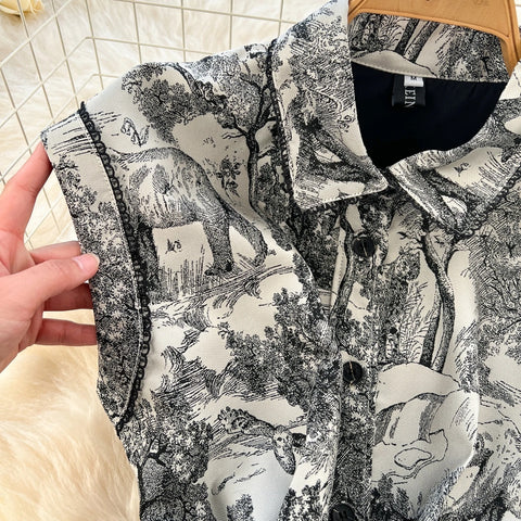 New High Waist Turn-down Collar Floral Embroidery Midi Dress CODE: KAR3968