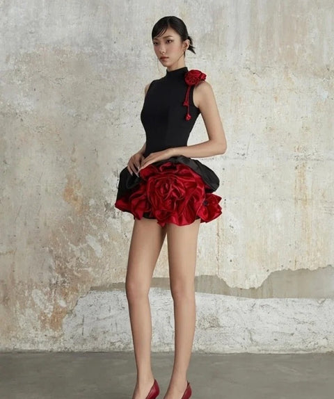 New Sexy Black Sleeveless Floral Cocktail Party Dress CODE: KAR3969