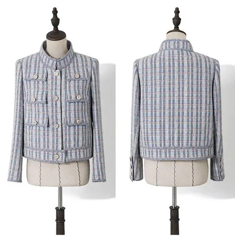 New Redraspberry Plaid Tweed Fabrics Autumn Jacket Coat CODE: KAR3971