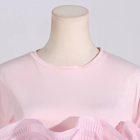 New Slim Waist Design O-neck Short Sleeve Cotton T-shirt Top CODE: KAR3975