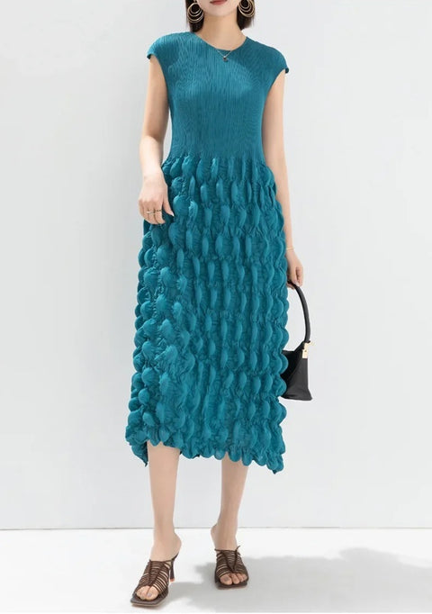 New Pleated O-Neck Sleeveless Stitching Evening Party Dress CODE: KAR3978