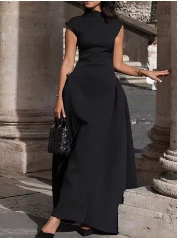 New Collar Pleated Sleeveless Slim Evening Party Long Dresses CODE: KAR3979