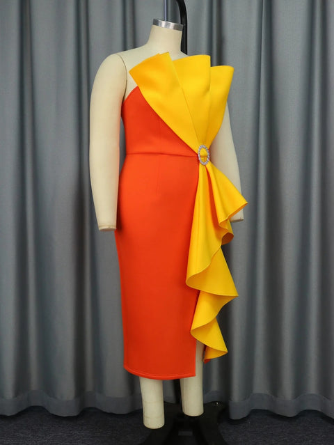 New Strapless Ruffled Personality Party Dress CODE: KAR3982