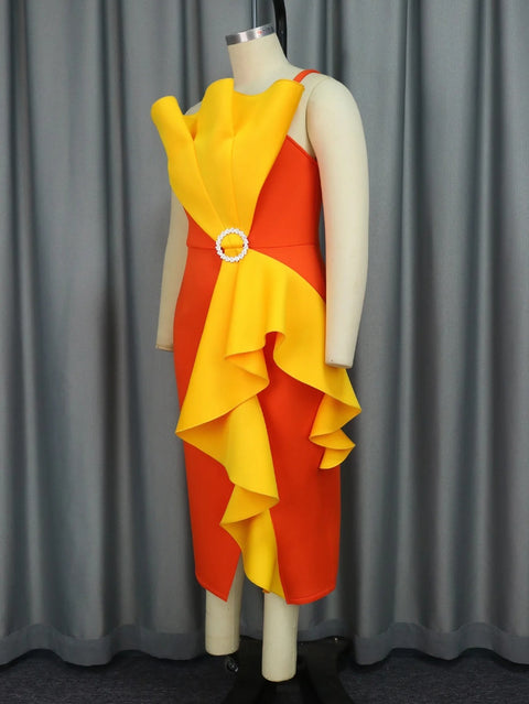 New Strapless Ruffled Personality Party Dress CODE: KAR3982