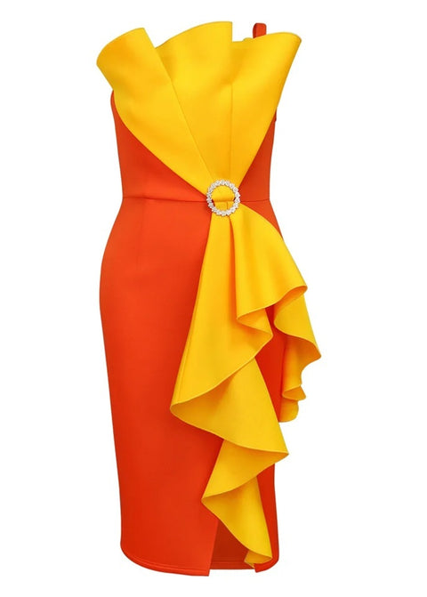 New Strapless Ruffled Personality Party Dress CODE: KAR3982