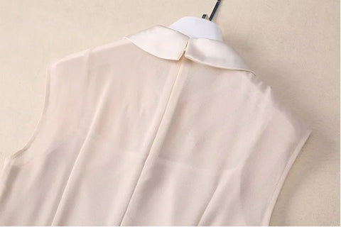 New Spliced Strip Pleated Sleeveless Patchwork Mesh Elegant Dress CODE: KAR3983