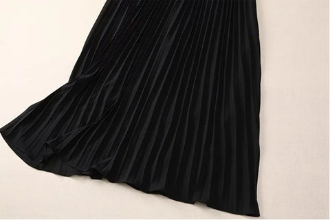 New Spliced Strip Pleated Sleeveless Patchwork Mesh Elegant Dress CODE: KAR3983