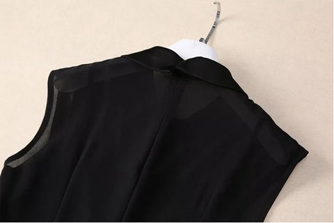 New Spliced Strip Pleated Sleeveless Patchwork Mesh Elegant Dress CODE: KAR3983