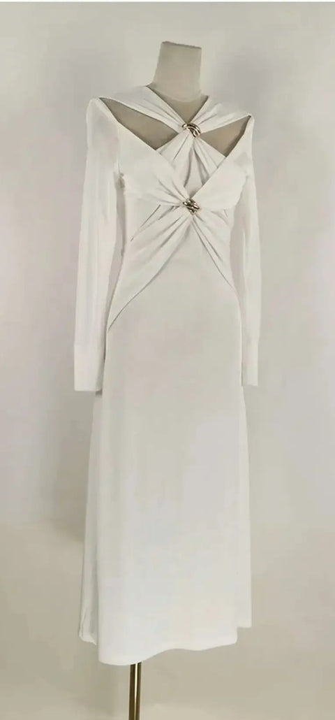 New Knitted Long Sleeve Slim Cross Knot Zip Dress CODE: KAR3984