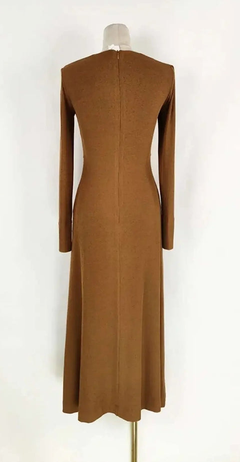 New Knitted Long Sleeve Slim Cross Knot Zip Dress CODE: KAR3984