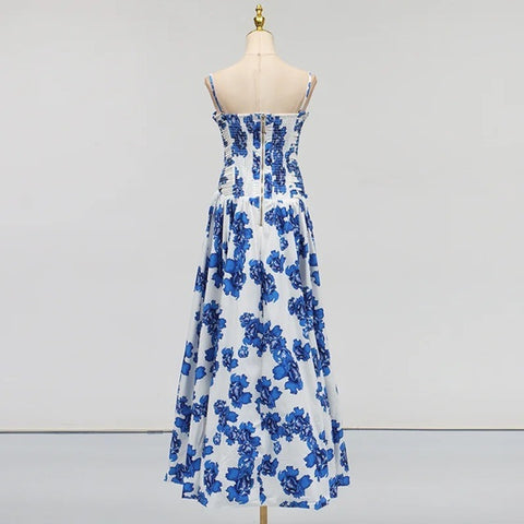 New Printed Waist Slim Slit Sleeveless Sexy Dress CODE: KAR3985