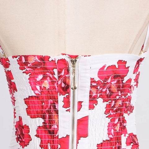 New Printed Waist Slim Slit Sleeveless Sexy Dress CODE: KAR3985