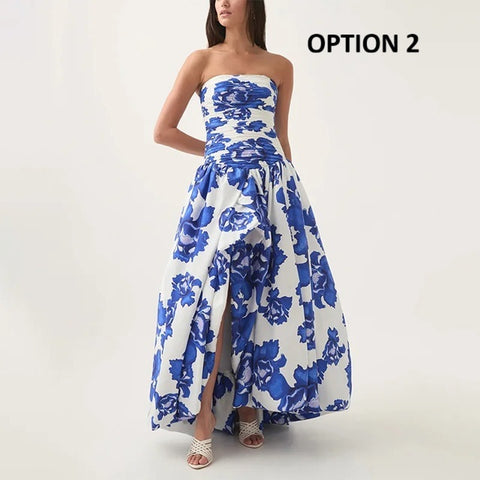 New Printed Waist Slim Slit Sleeveless Sexy Dress CODE: KAR3985