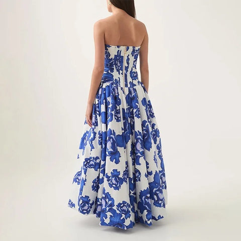 New Printed Waist Slim Slit Sleeveless Sexy Dress CODE: KAR3985