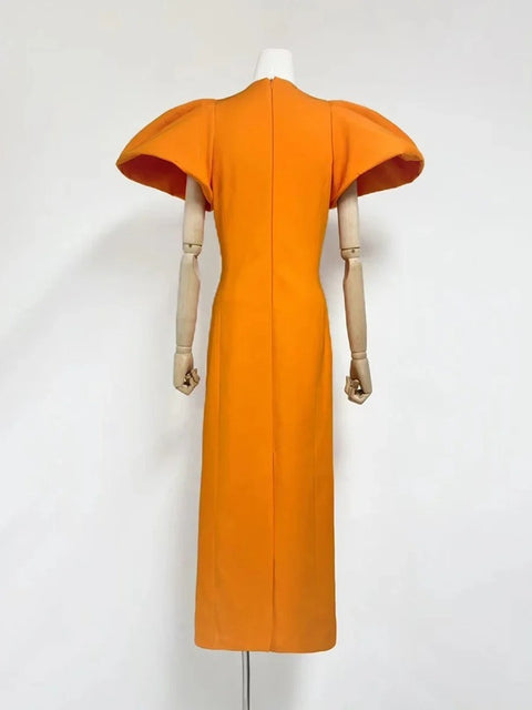 New Spliced Appliques O Neck Short Sleeve High Waist Dress CODE: KAR3987