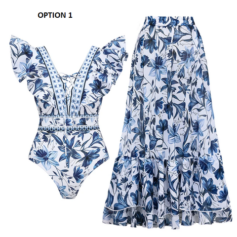 New V Neck Ruffle Swimwear Push Up Bathing Swimsuit CODE: KAR3988